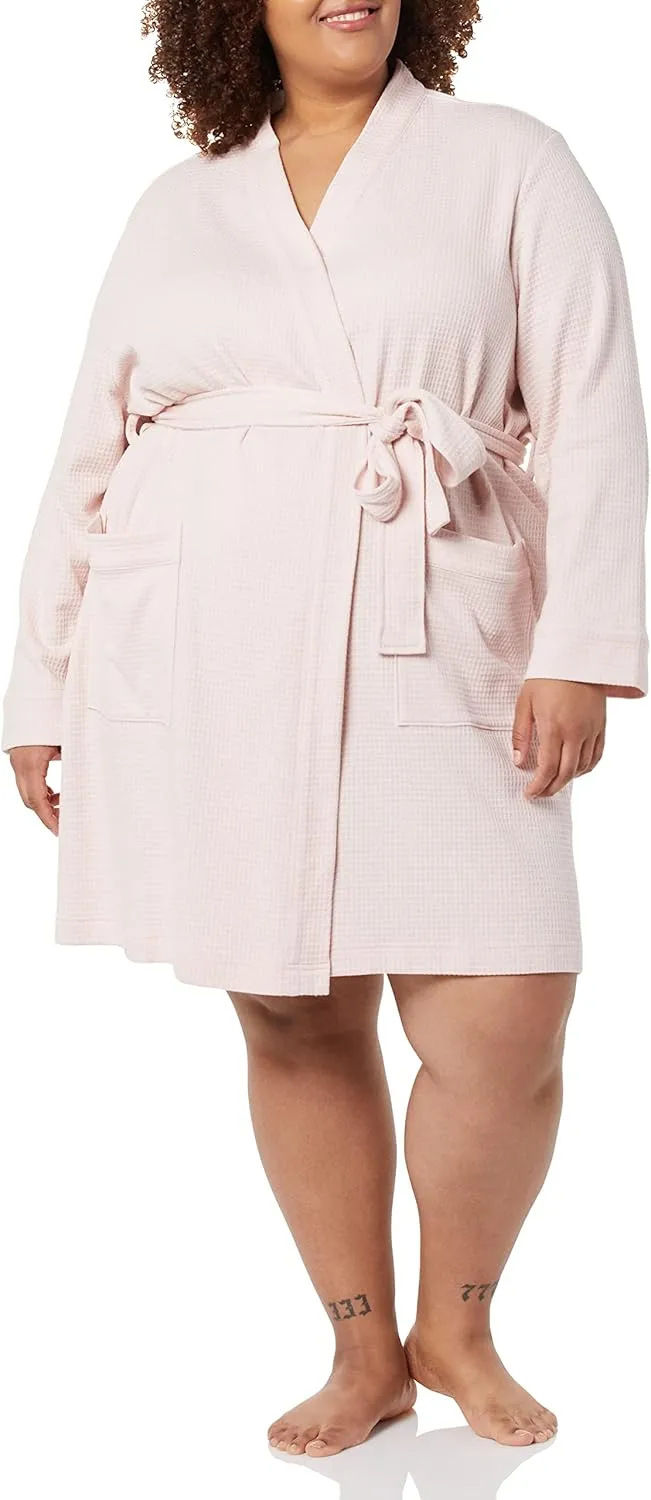 Amazon Essentials Women's Lightweight Waffle Mid-Length Robe (Available in Plus Size)