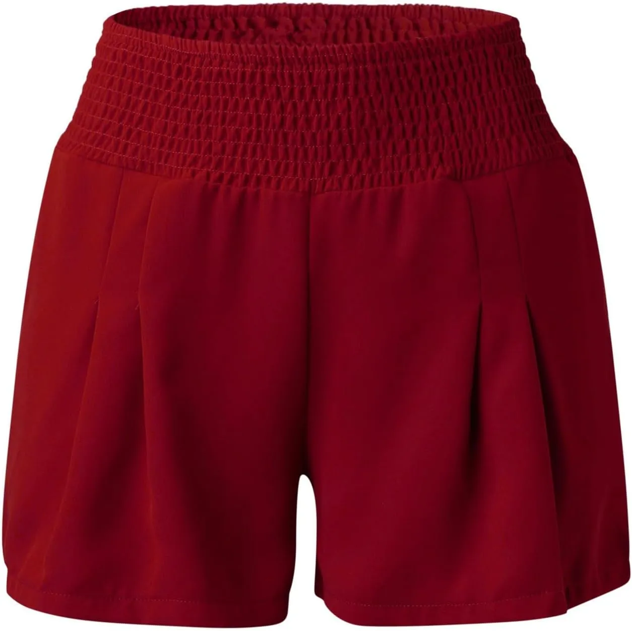 Beach Shorts for Women Casual Summer Smocked High Waisted Shorts Wide Leg Flowy Short Lounge Pants with Pockets