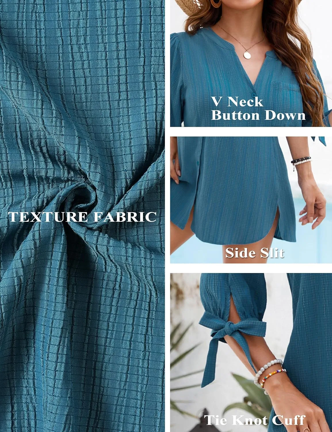 Blooming Jelly Womens Swimsuit Coverup Button Down Bathing Suit Cover Up Tie Swim Beach Cover Ups