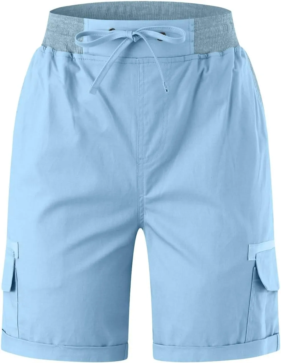 Cargo Shorts for Women Hiking High Waisted Summer Y2k Shorts Drawstring Bermuda Pull On Short Pants with Pockets