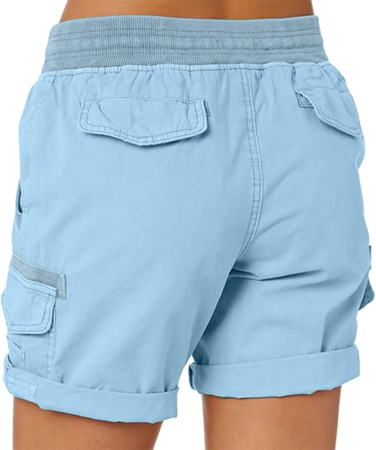 Cargo Shorts for Women Hiking High Waisted Summer Y2k Shorts Drawstring Bermuda Pull On Short Pants with Pockets
