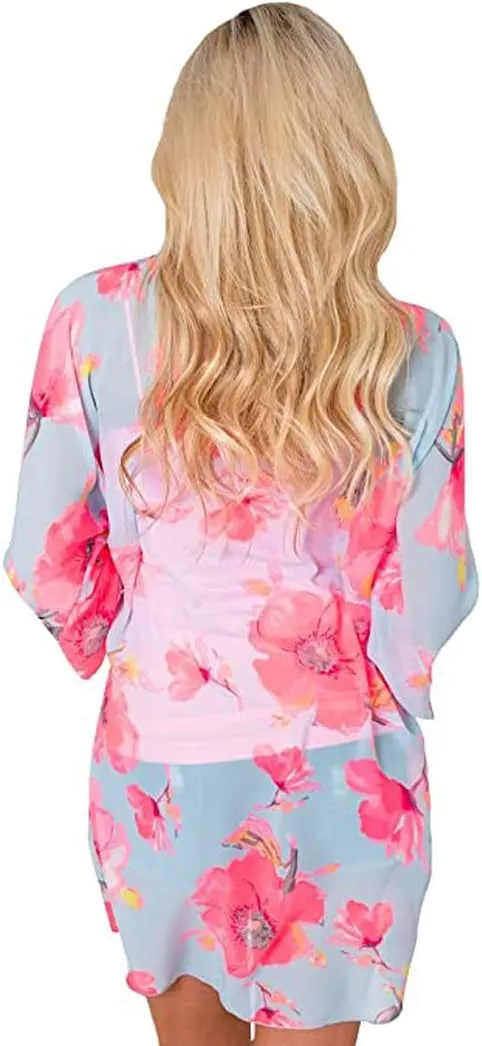 CASURESS Women's Cardigan-Sheer Kimono Loose Summer Floral Print Cover Ups