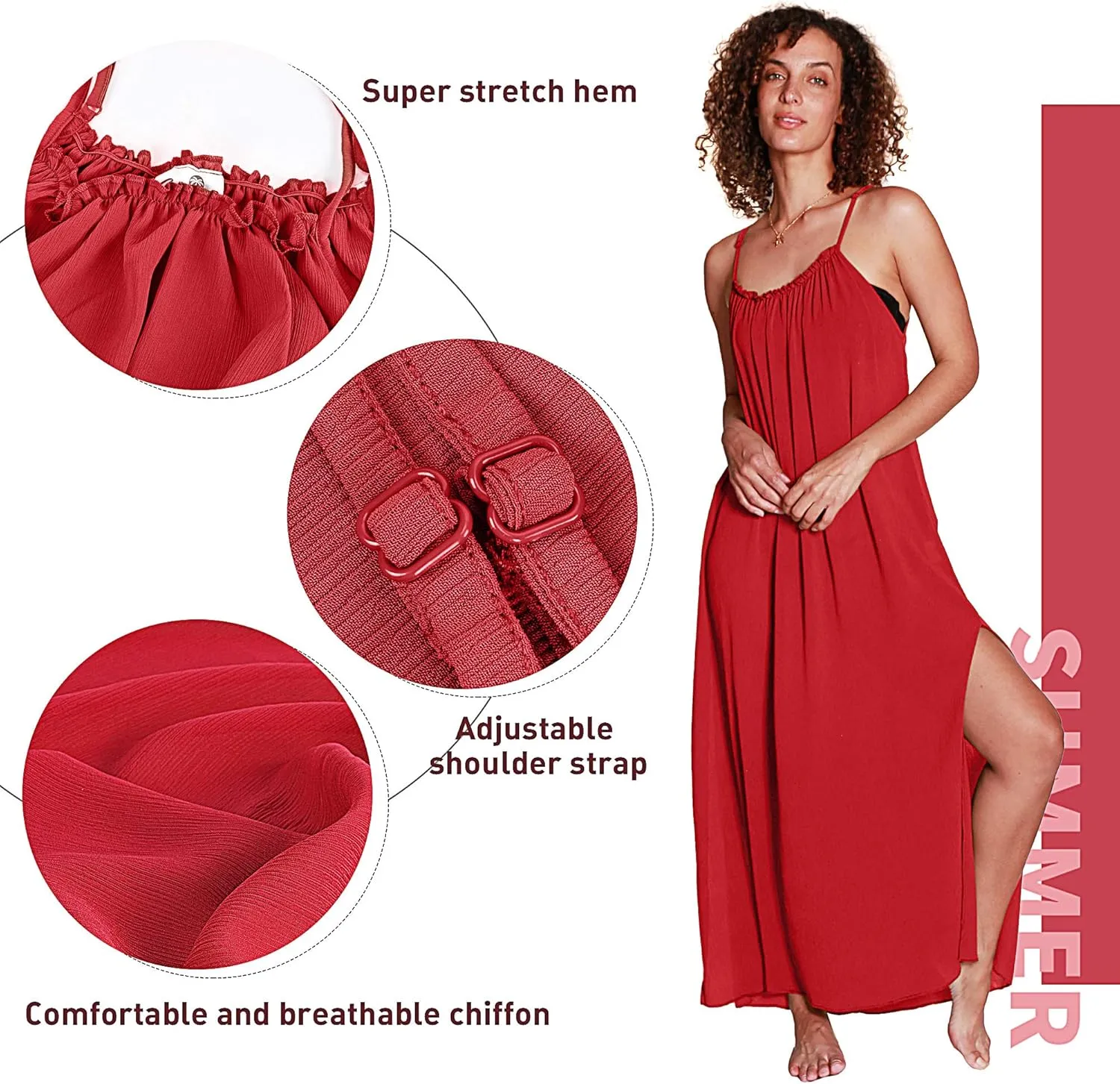 Catalonia Women’s Summer Maxi Dress, Beach Chiffon Sundress, Swimwear Bathing Suit Cover Up