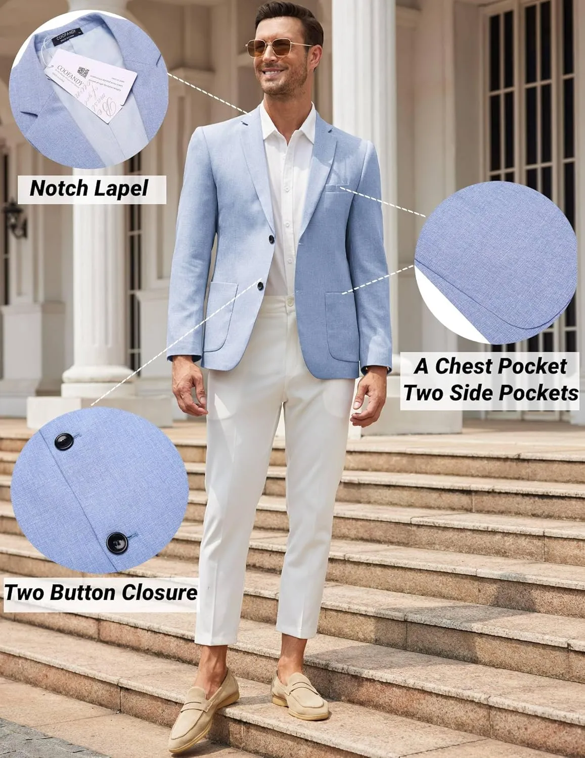 COOFANDY Mens Casual Blazer Sport Coat Lightweight Two Button Business Suit Jackets