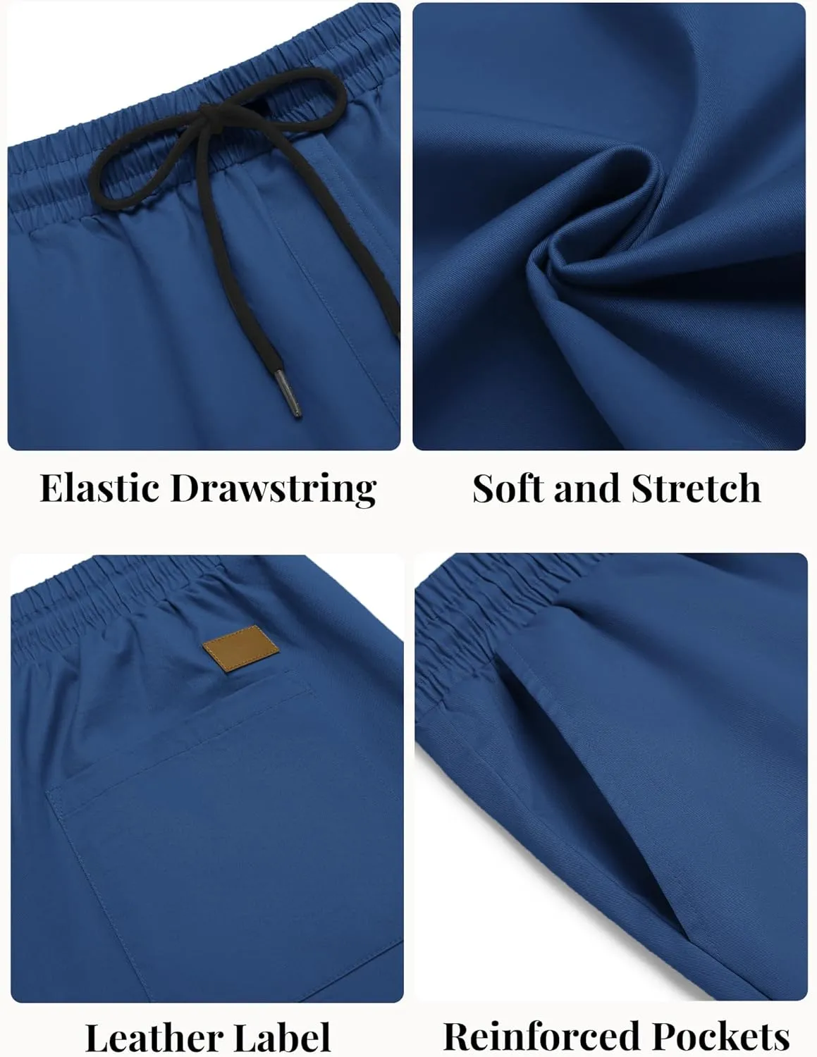 COOFANDY Men's Casual Shorts Cotton Elastic Waist Drawstring Shorts Lightweight Summer Beach Shorts