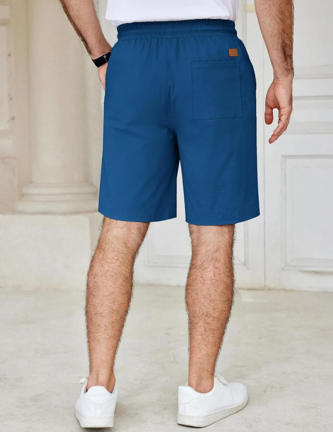 COOFANDY Men's Casual Shorts Cotton Elastic Waist Drawstring Shorts Lightweight Summer Beach Shorts