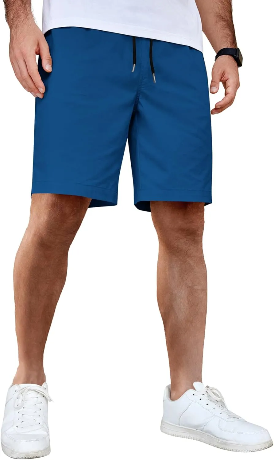 COOFANDY Men's Casual Shorts Cotton Elastic Waist Drawstring Shorts Lightweight Summer Beach Shorts