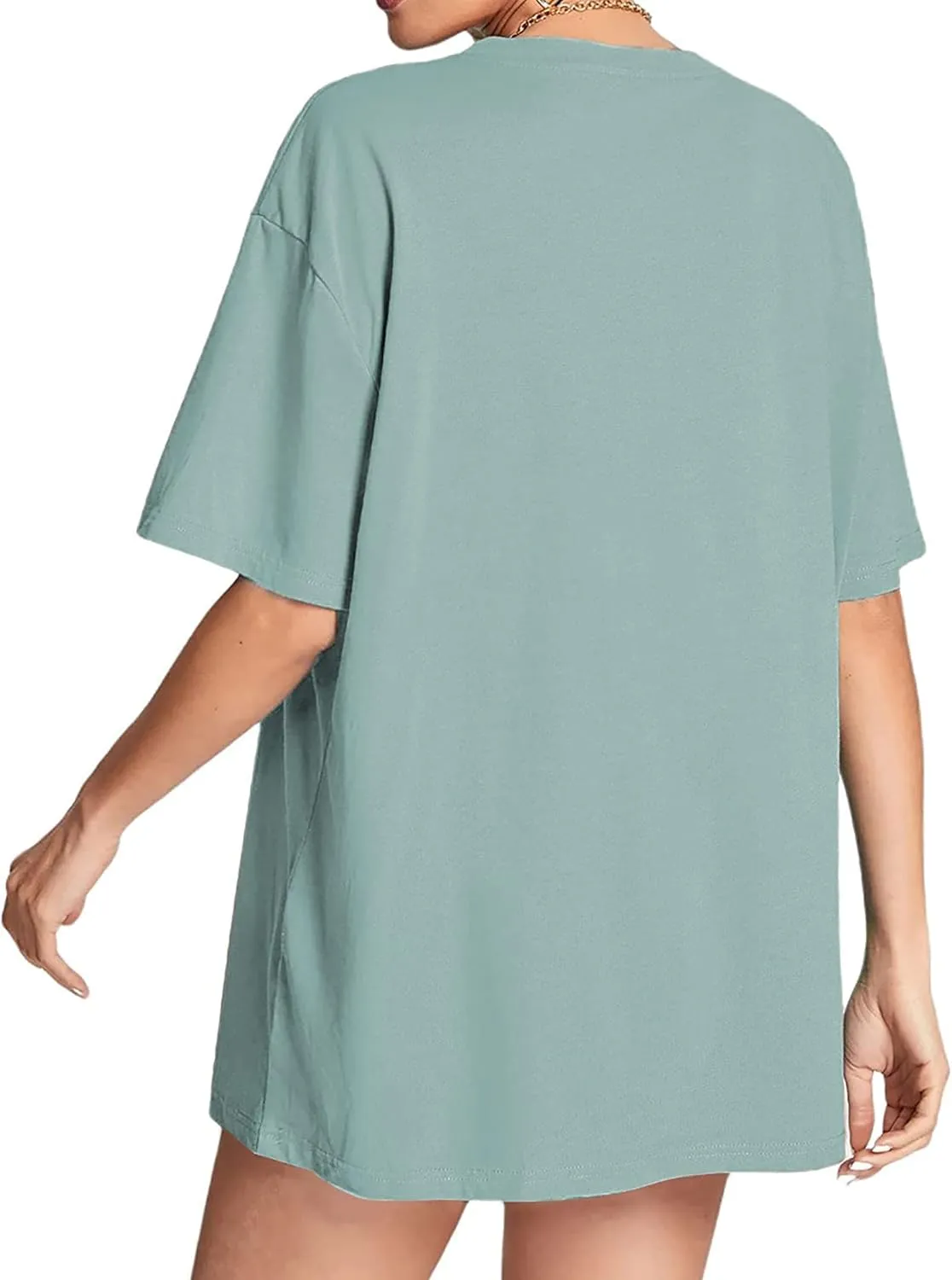 CSDAJIO Women's Casual Short Sleeve Loose Shirt Oversized T-Shirt Trendy Going Out Crew Neck Summer Graphic Tees
