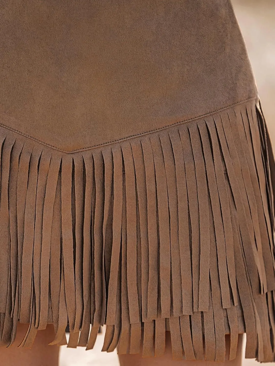 CUPSHE Women Skirts Terra Cotta High Waist Fringe Mini Skirt Short Skirts