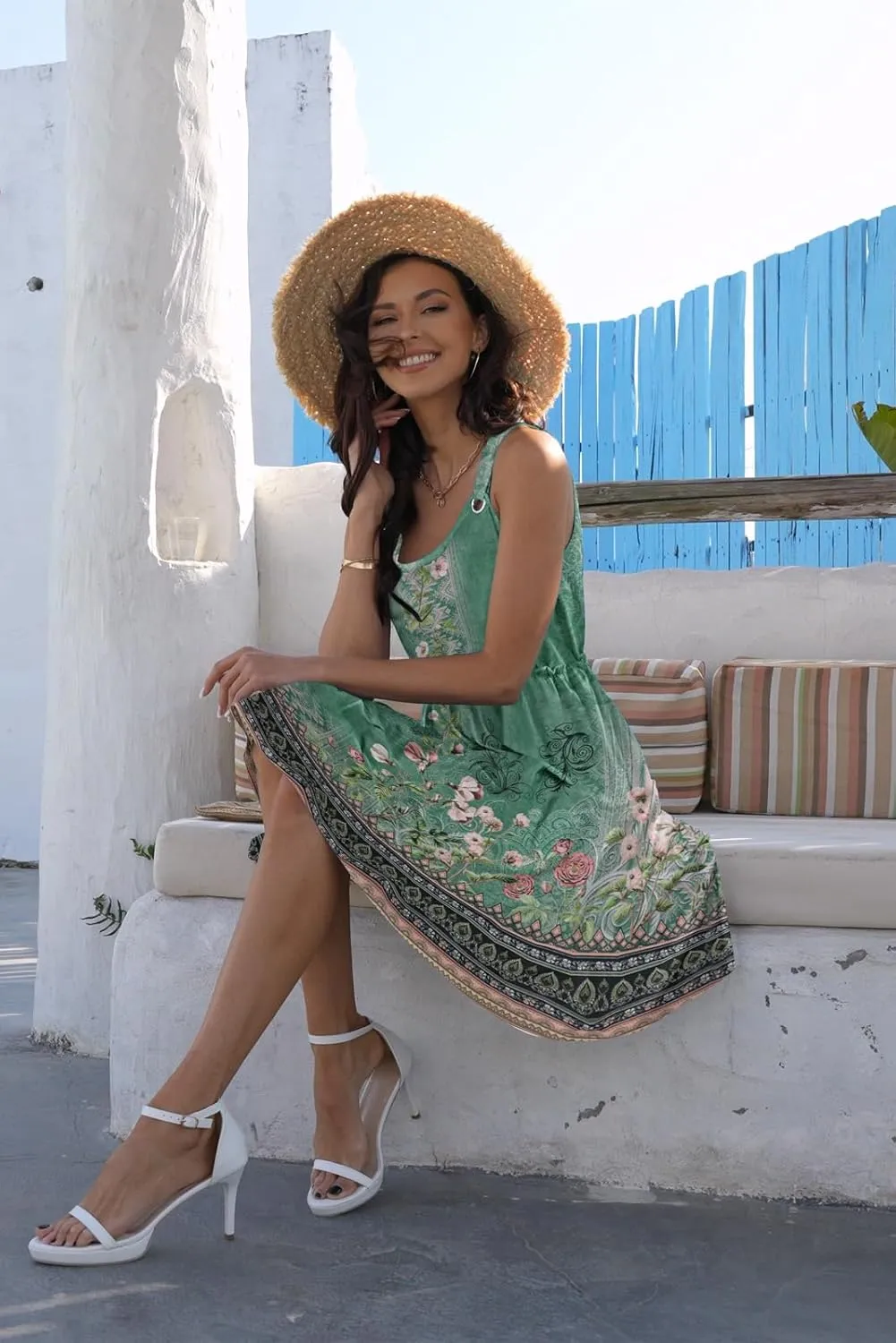 Disamer Summer Dresses for Women 2025 Sundresses Vacation Sleeveless Beach Swimsuit Cover Ups Spring Outfits Casual Sun Dress