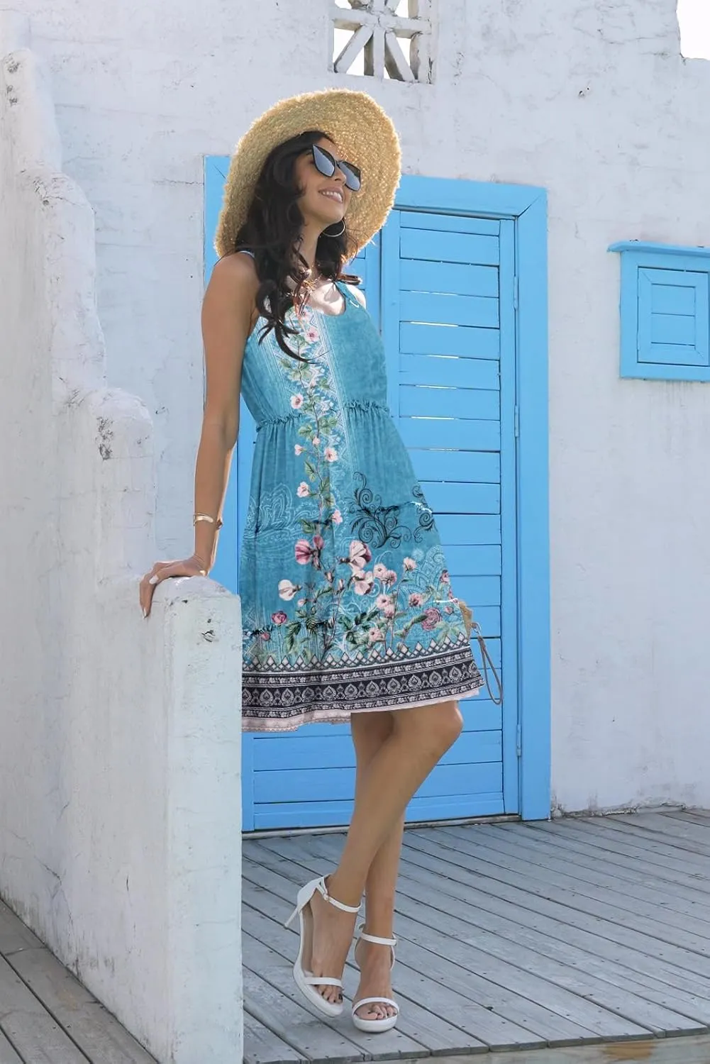 Disamer Summer Dresses for Women 2025 Sundresses Vacation Sleeveless Beach Swimsuit Cover Ups Spring Outfits Casual Sun Dress