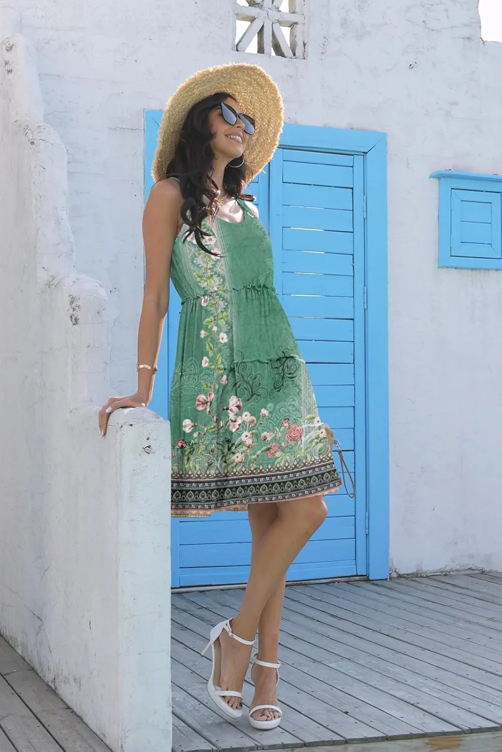 Disamer Summer Dresses for Women 2025 Sundresses Vacation Sleeveless Beach Swimsuit Cover Ups Spring Outfits Casual Sun Dress