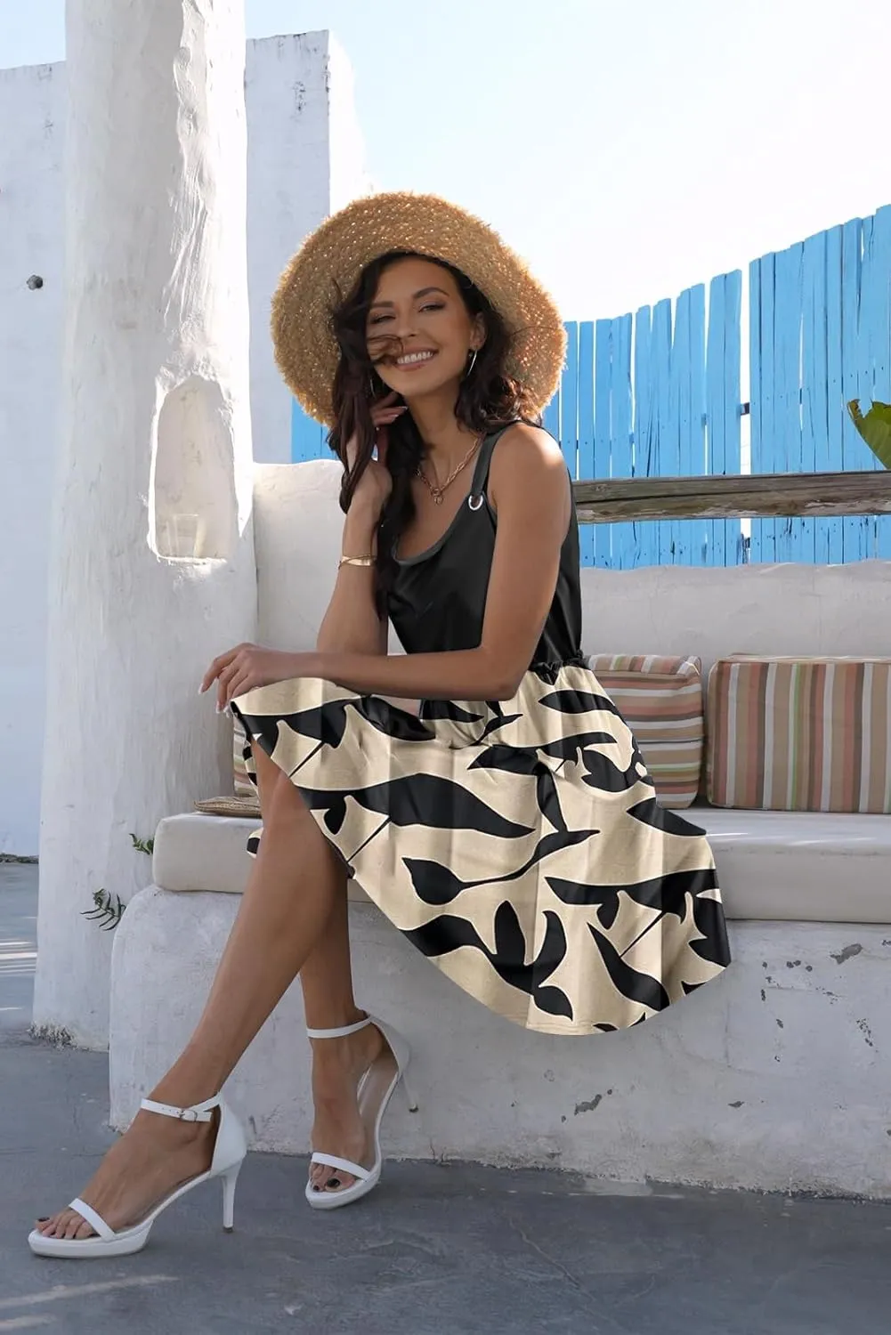 Disamer Summer Dresses for Women 2025 Sundresses Vacation Sleeveless Beach Swimsuit Cover Ups Spring Outfits Casual Sun Dress