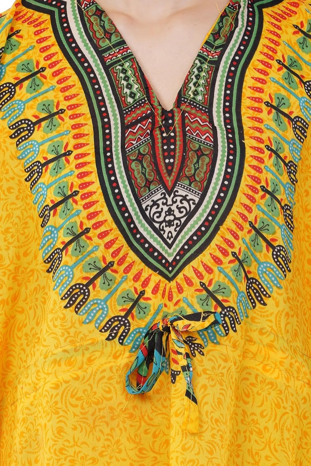 Divine threads Women African Print Kimono Cover Up V Neck Batwing Sleeve Plus Size Beach Kaftan Dresses Brown