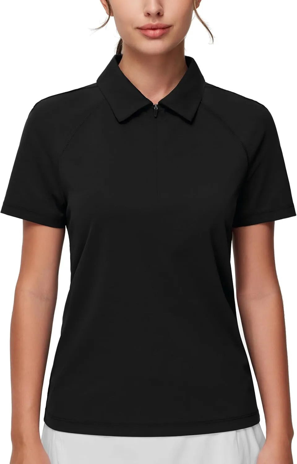 Dragon Fit Women's Short Sleeve Golf Polo Shirts UPF 50  Zip Up Collared Athletic T-Shirt Quick Dry Tennis Workout Tops