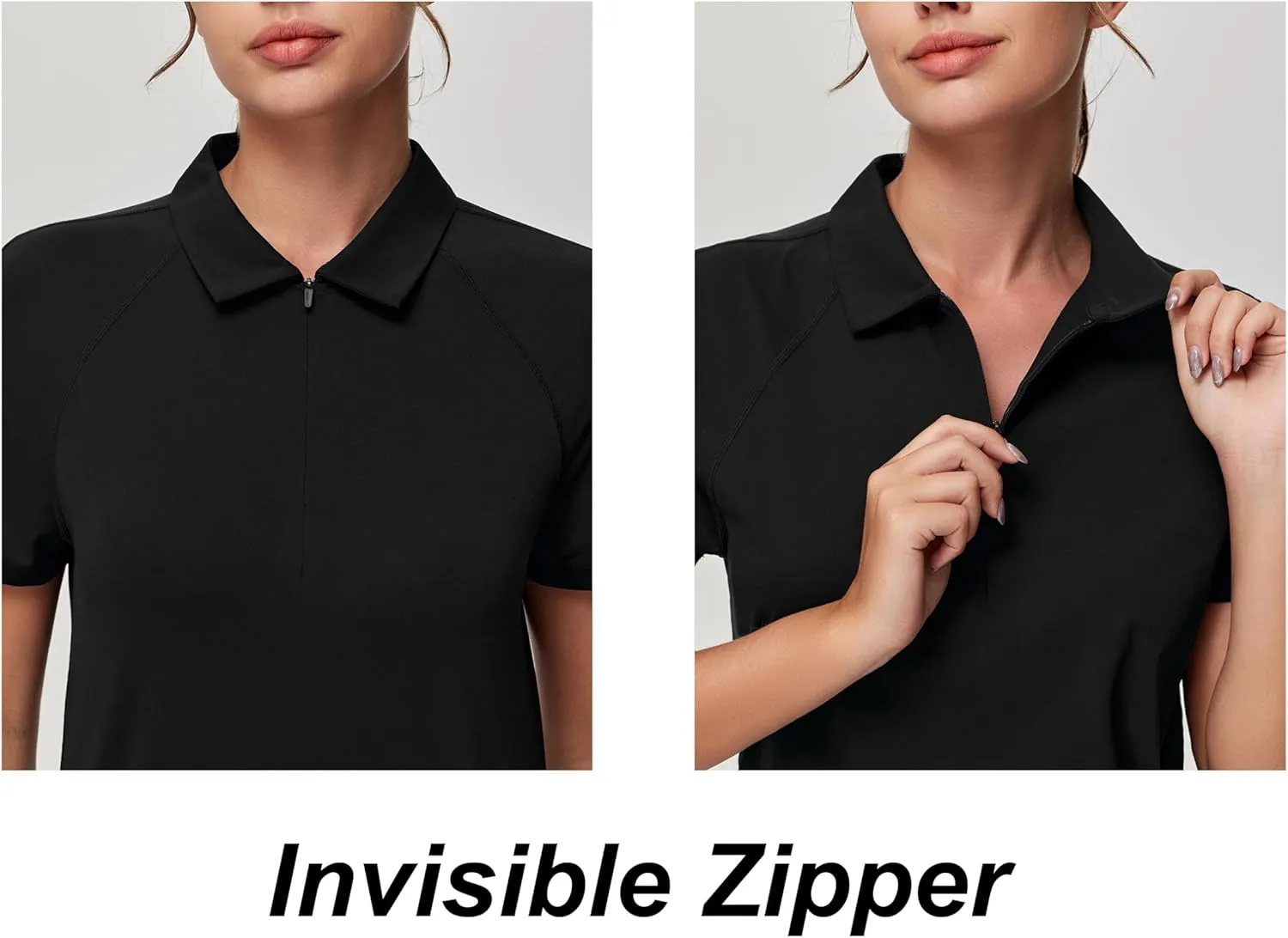 Dragon Fit Women's Short Sleeve Golf Polo Shirts UPF 50  Zip Up Collared Athletic T-Shirt Quick Dry Tennis Workout Tops