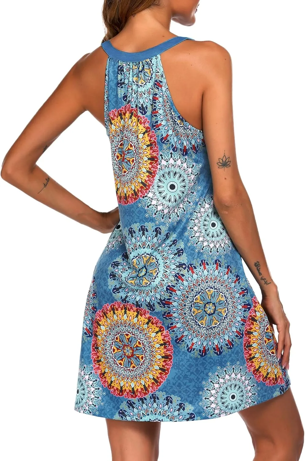 Ekouaer Womens Nightgown Sleeveless Sleepwear V Neck Racerback Sleep Dress