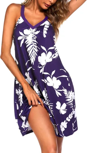 Ekouaer Womens Nightgown Sleeveless Sleepwear V Neck Racerback Sleep Dress