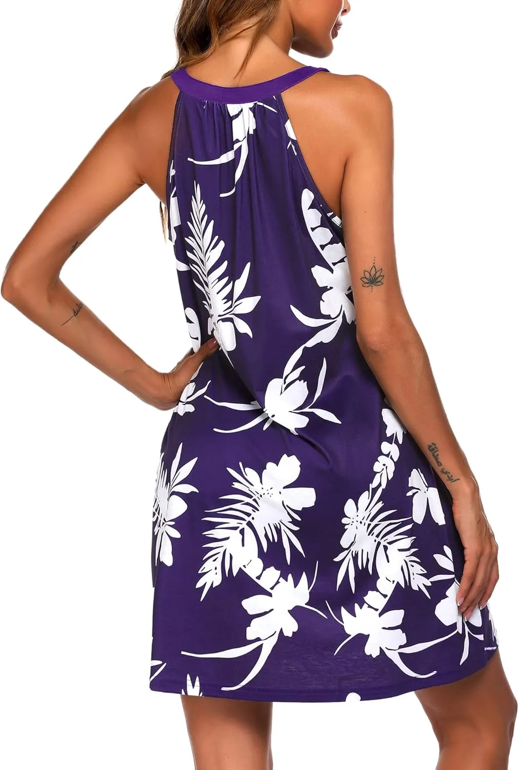 Ekouaer Womens Nightgown Sleeveless Sleepwear V Neck Racerback Sleep Dress