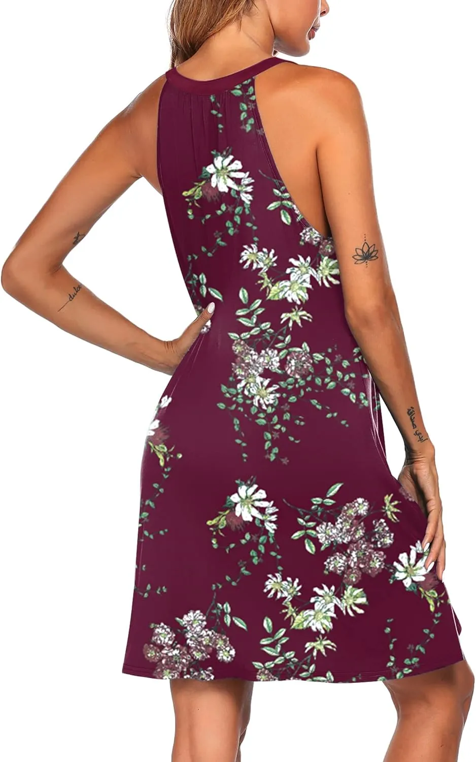 Ekouaer Womens Nightgown Sleeveless Sleepwear V Neck Racerback Sleep Dress