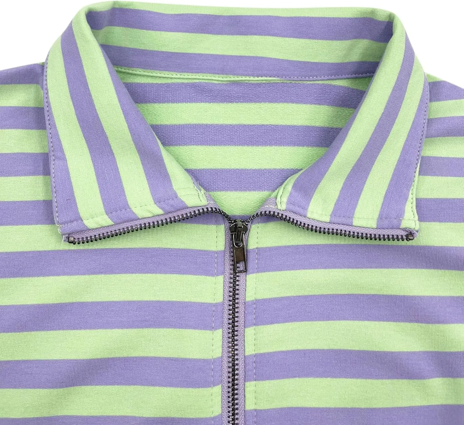 Floral Find Women's Long Sleeve Lapel Half Zip Up Sweatshirt Solid Stylish Loose Fit Casual Pullover Tops