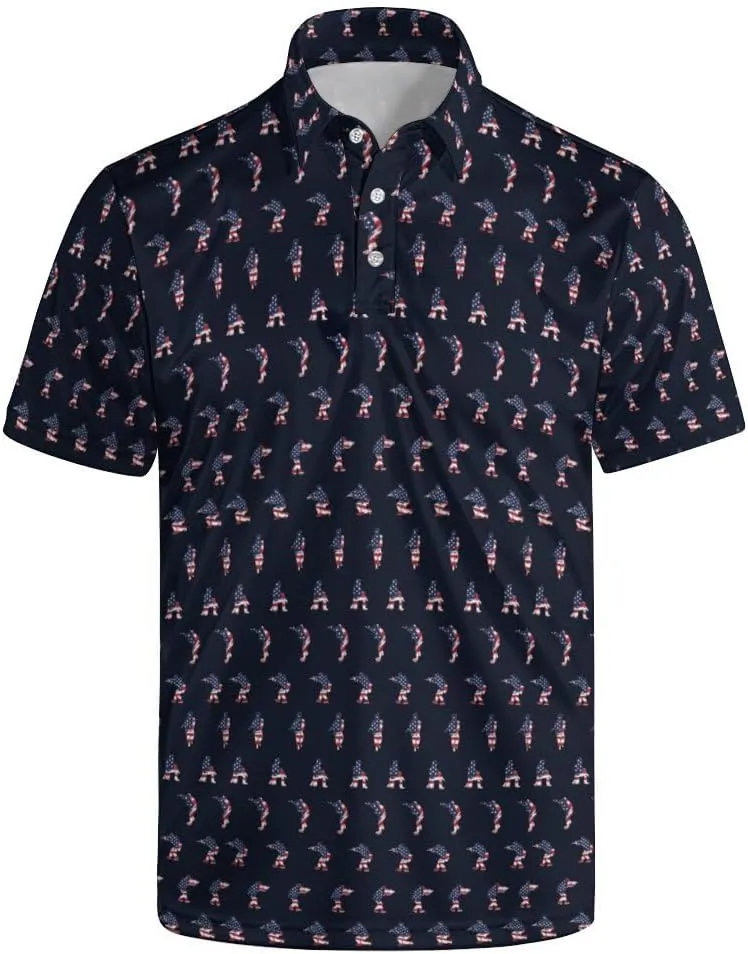 Funny Polo Shirt for Men Fashion Print Short Sleeve Golf Polos Shirts Quick Dry Performance Summer Shirt Golf Outfits