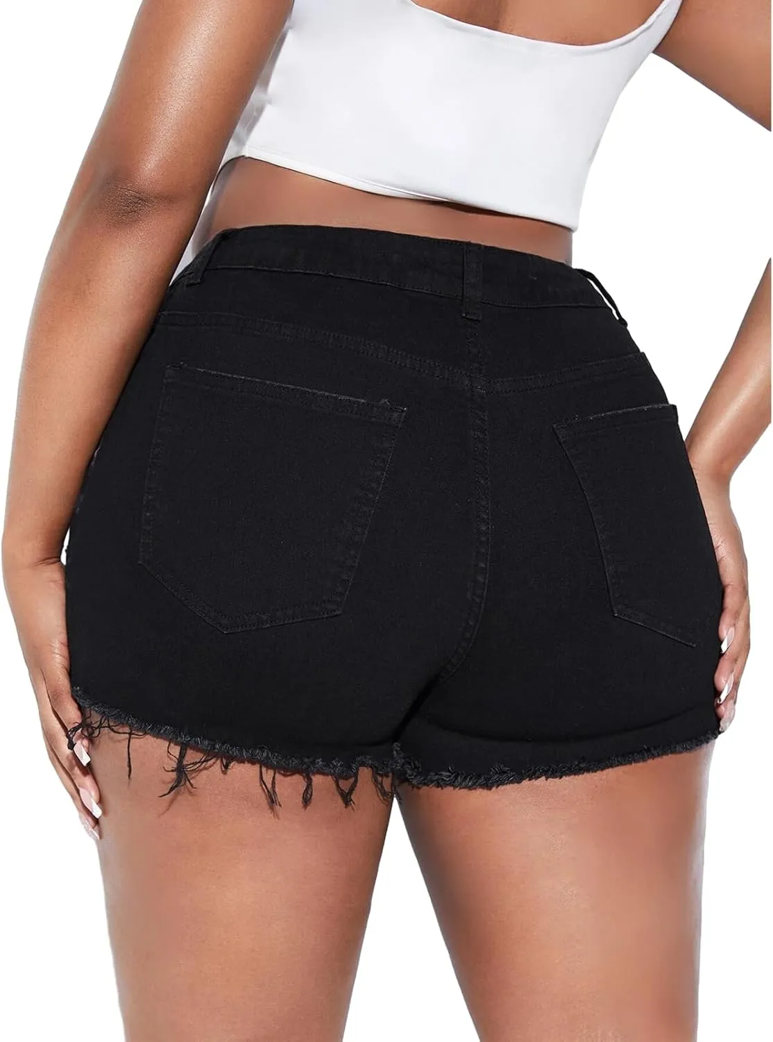 GAGELE Plus Size Denim Shorts Women High Waisted Stretch Summer Jean Shorts