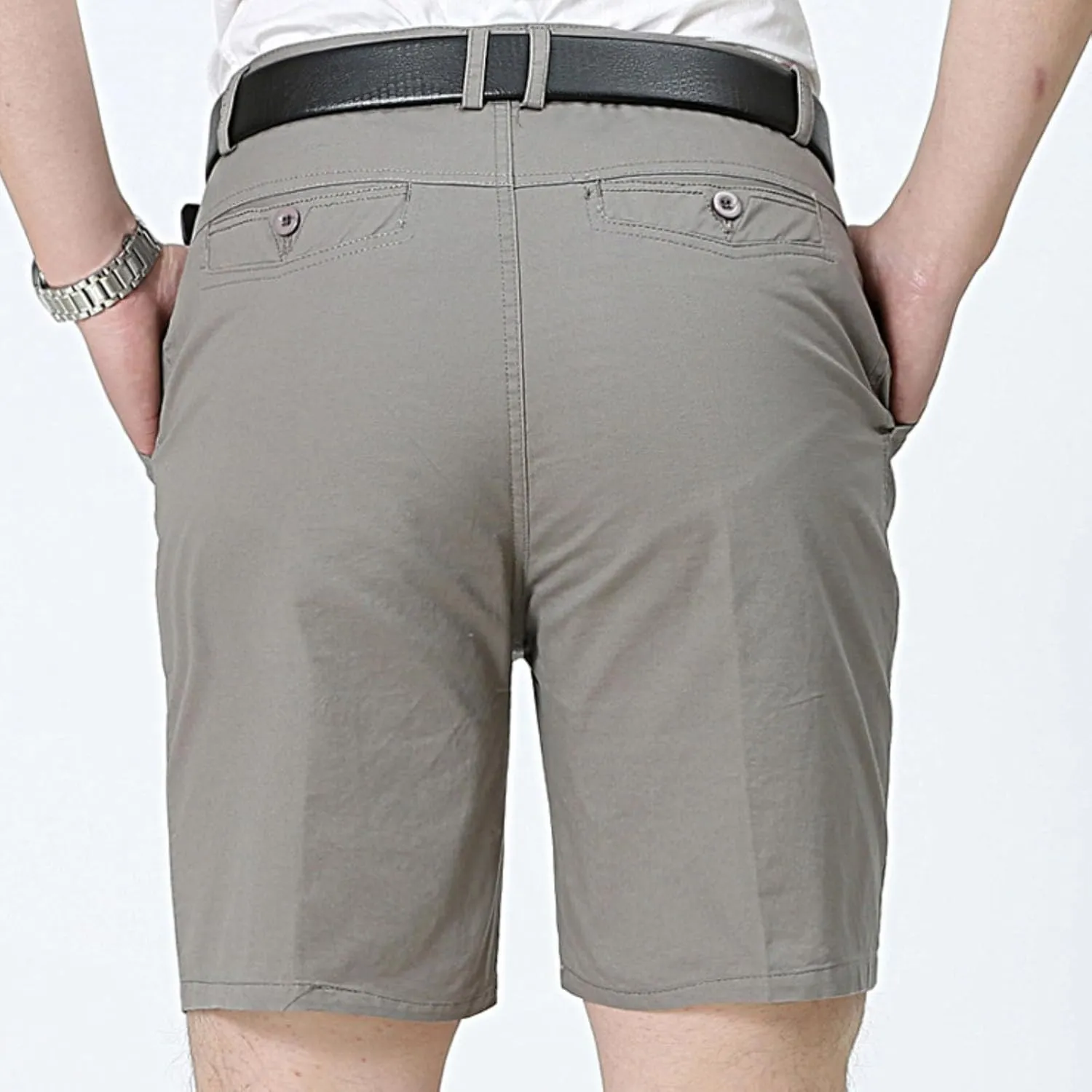 Golf Chino Shorts for Men Pleated Front Work Loose-Fit Solid Dress Shorts Lightweight Cotton Classic Short Pants