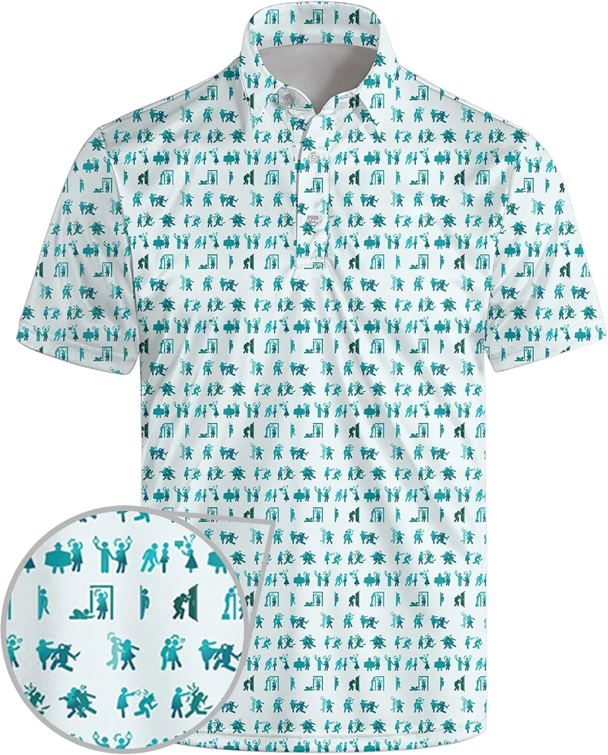 Golf Polo Shirts for Men Funny Print Short Sleeve Golf Shirts Performance Golf Polos