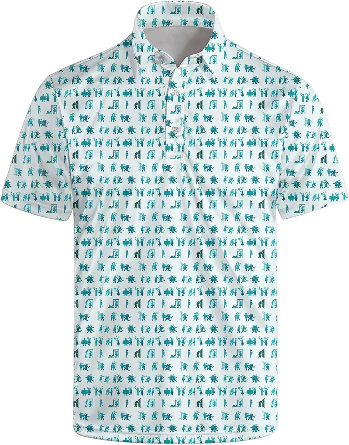 Golf Polo Shirts for Men Funny Print Short Sleeve Golf Shirts Performance Golf Polos
