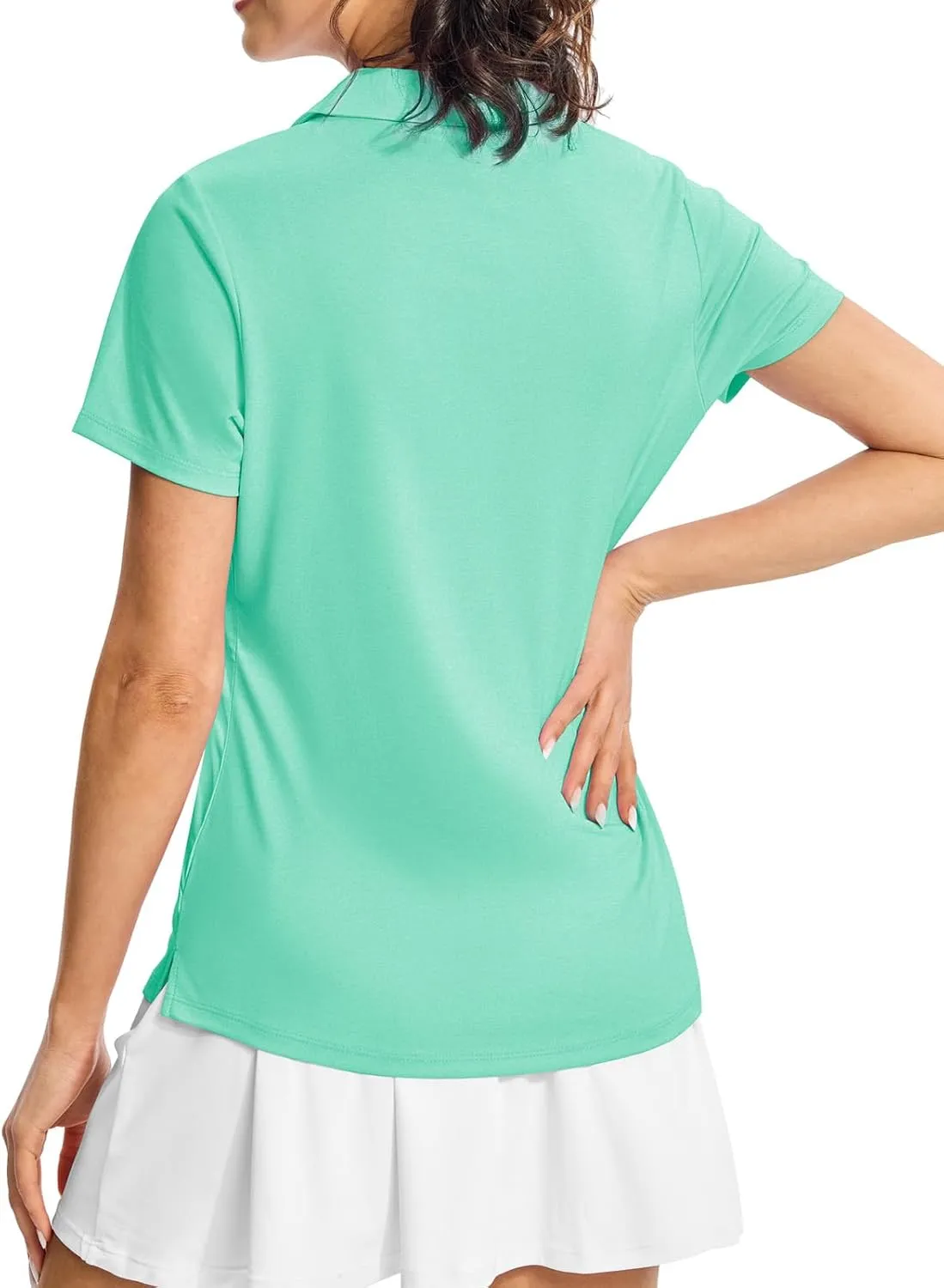 Gopune Women's Short Sleeve Golf Shirts V Neck Collared Tennis Tops Quick Dry UV Protection