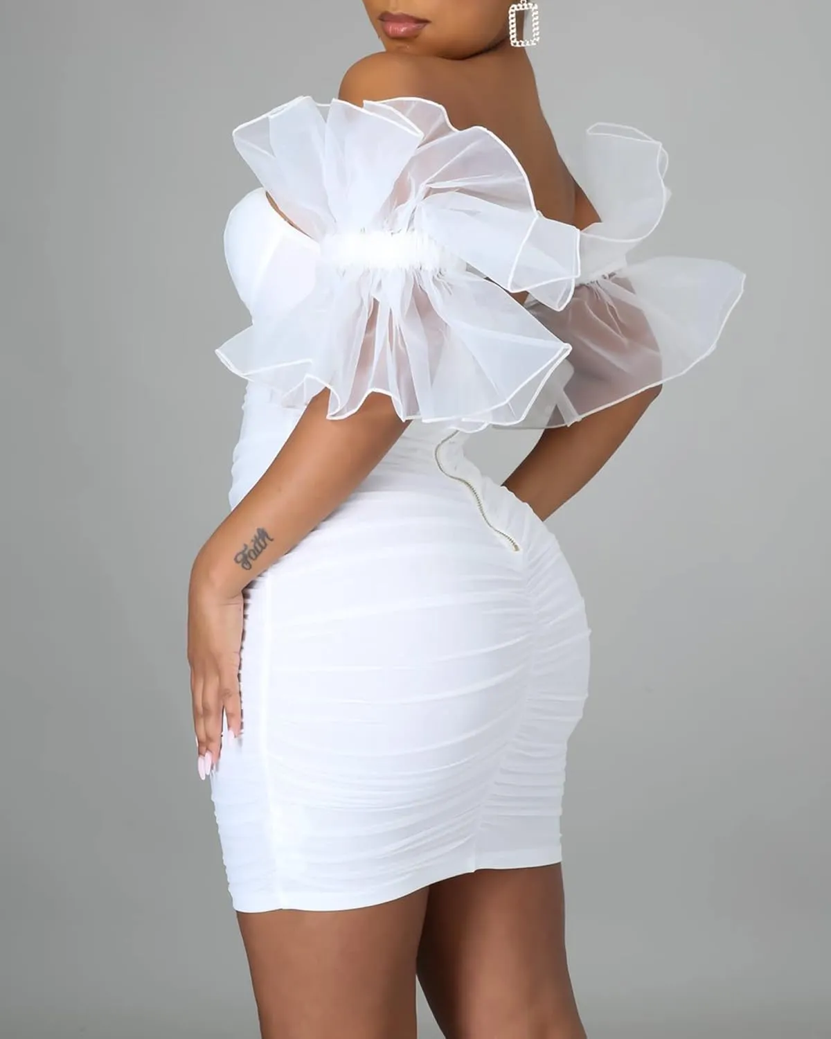 hibshaby Women Sexy Bodycon Dress Puff Sleeve Cocktail Evening Party Elegant Mini Dresses