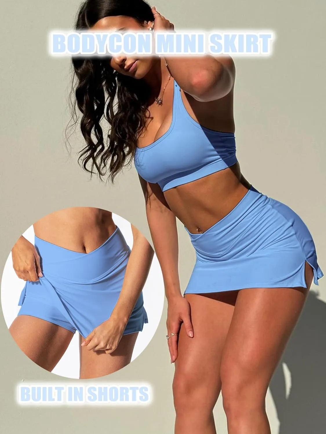 High Waisted Golf Skort Tennis Skirt for Women Bodycon Mini Skirt Short Pickleball Athletic Skirt with Shorts