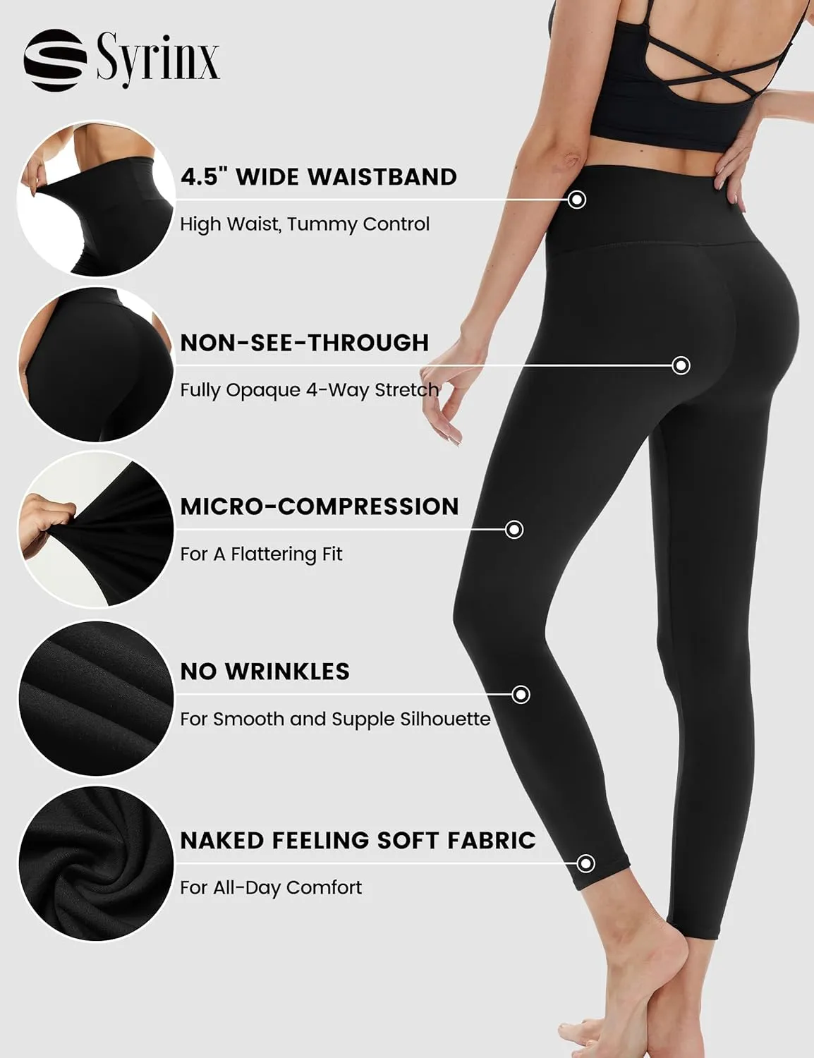High Waisted Leggings for Women - Soft Athletic Tummy Control Yoga Pants for Cycling Dance Tights