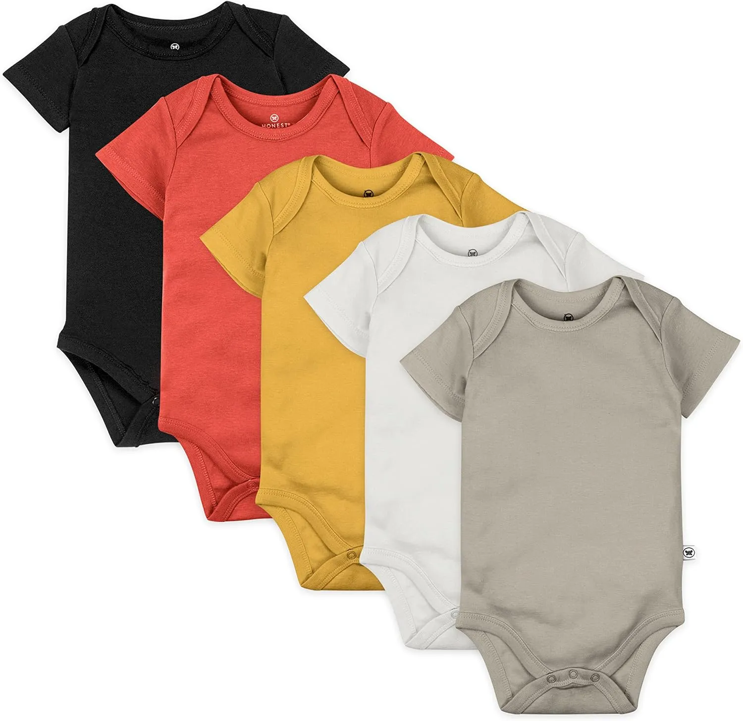 HonestBaby 5-pack Short Sleeve Bodysuits One-piece 100% Organic Cotton for Infant Baby Boys
