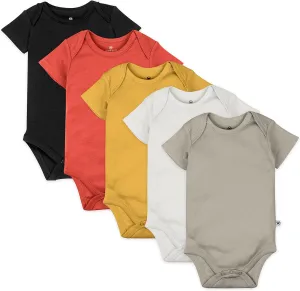 HonestBaby 5-pack Short Sleeve Bodysuits One-piece 100% Organic Cotton for Infant Baby Boys