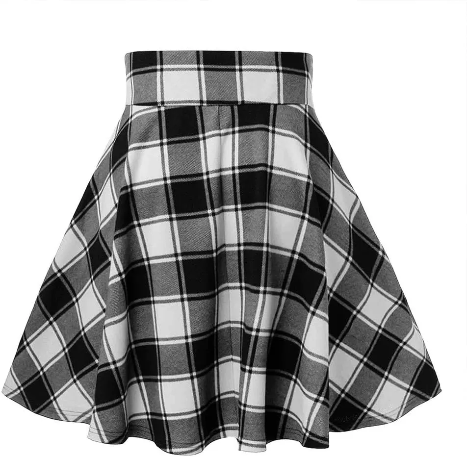 IDEALSANXUN Gothic Plaid Mini Skirts for Women Short High Waist Plaid Skirts