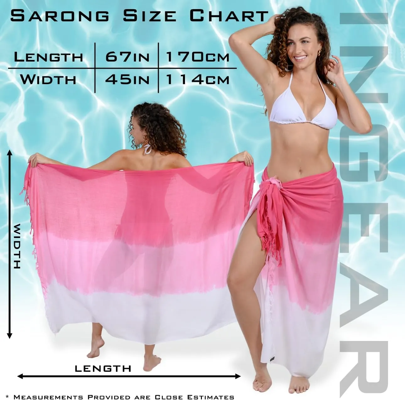 INGEAR Sarong Bathing Suit Cover Up for Women  Long Pareo Beach Wraps, Swimsuit Coverup Skirt, Stylish Bikini Cover Up