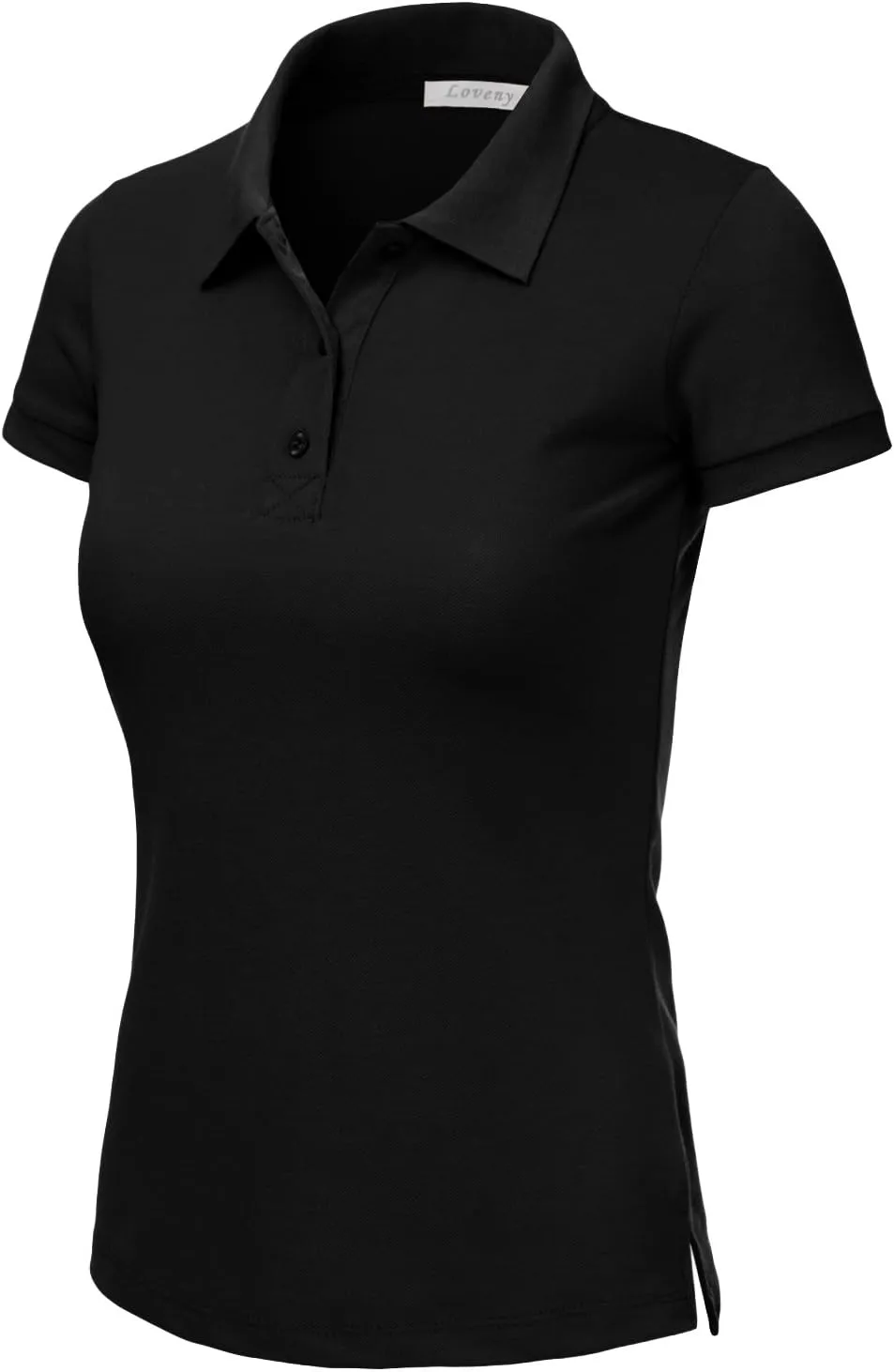 J. LOVNY Women's Slim Fit Long Waist Short Sleeve Plain Polo Tee Shirts