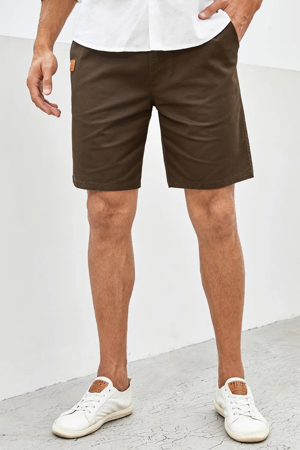 JMIERR Mens Casual Shorts - Cotton Drawstring Summer Beach Stretch Twill Chino Golf Shorts
