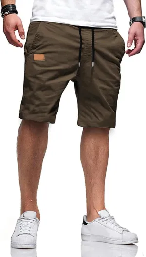 JMIERR Mens Casual Shorts - Cotton Drawstring Summer Beach Stretch Twill Chino Golf Shorts