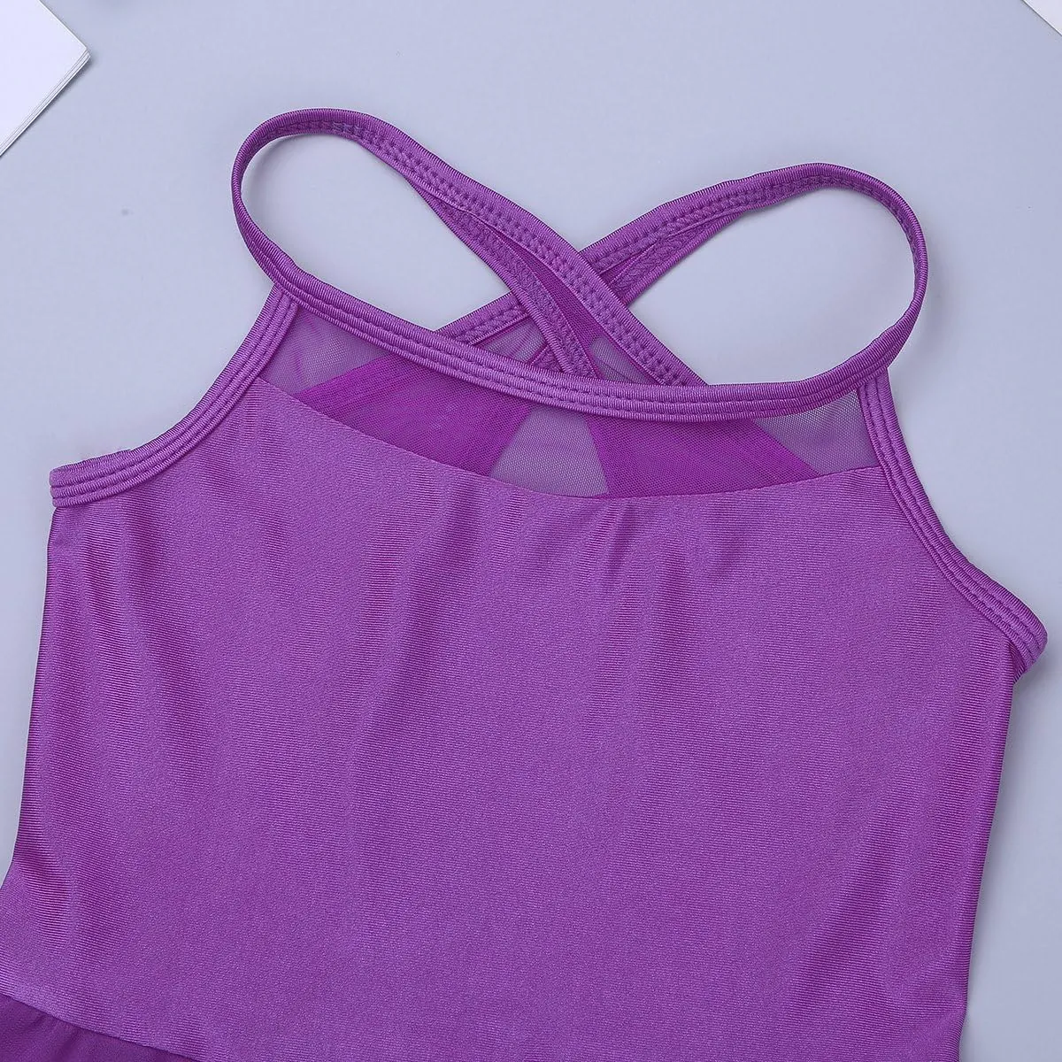 Kids Girls Ballet Lyrical Dance Tutu Dress Gymnastic Leotard Irregular High-Low Hem Dresses