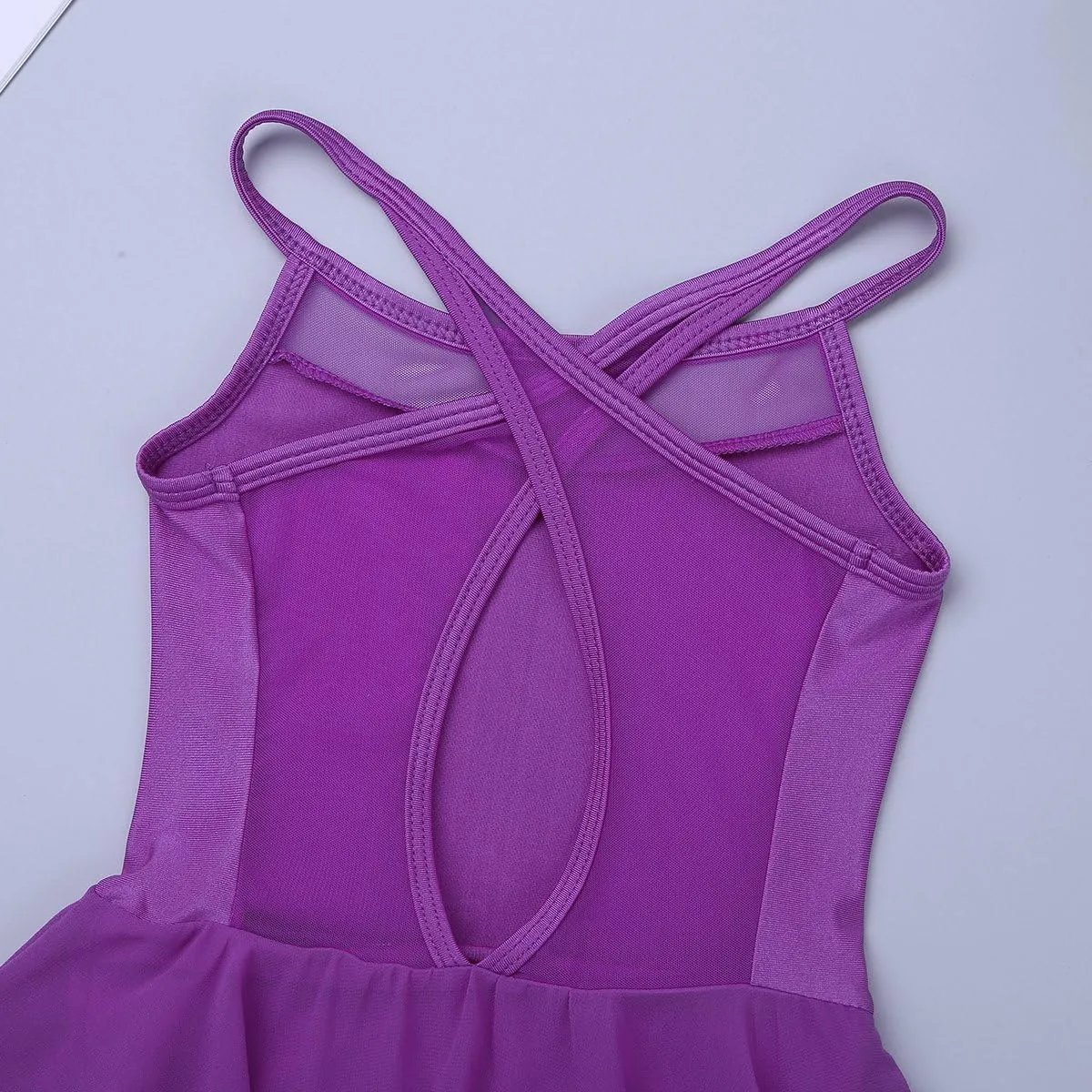 Kids Girls Ballet Lyrical Dance Tutu Dress Gymnastic Leotard Irregular High-Low Hem Dresses