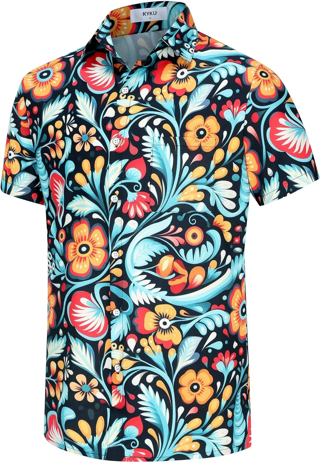 KYKU Mexico Shirt for Men Funny Beach Shirts Hawaiian Button Down Short Sleeve