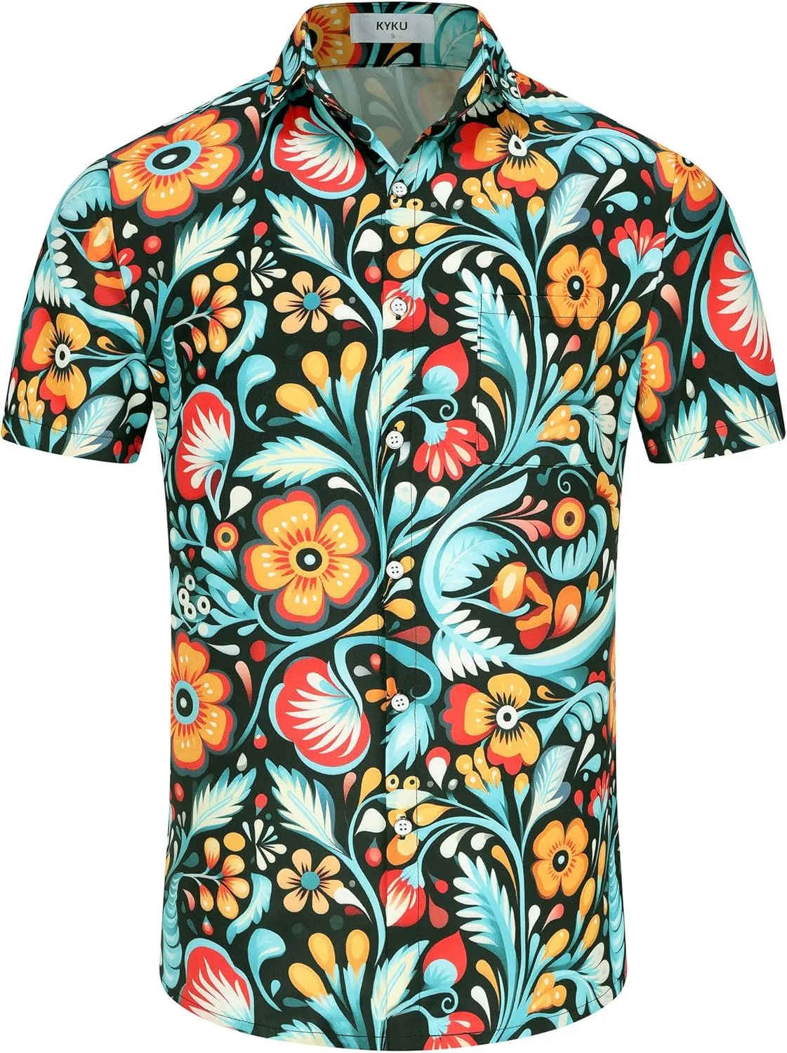 KYKU Mexico Shirt for Men Funny Beach Shirts Hawaiian Button Down Short Sleeve