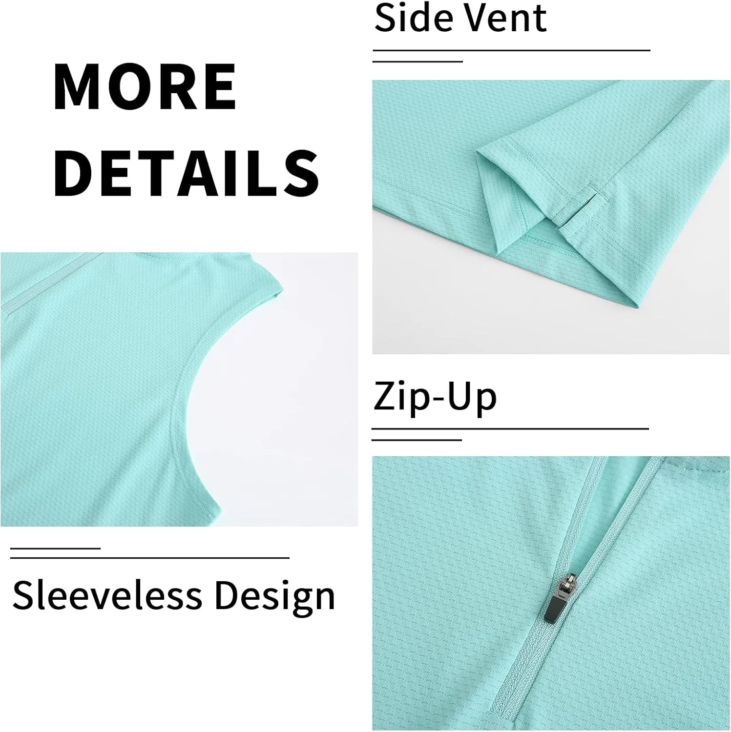 LastFor1 Women's Golf Polo Sleeveless Shirt Zip-Up UPF 50  UV Protection Athletic Tops Slim Fit Quick Dry Lightweight