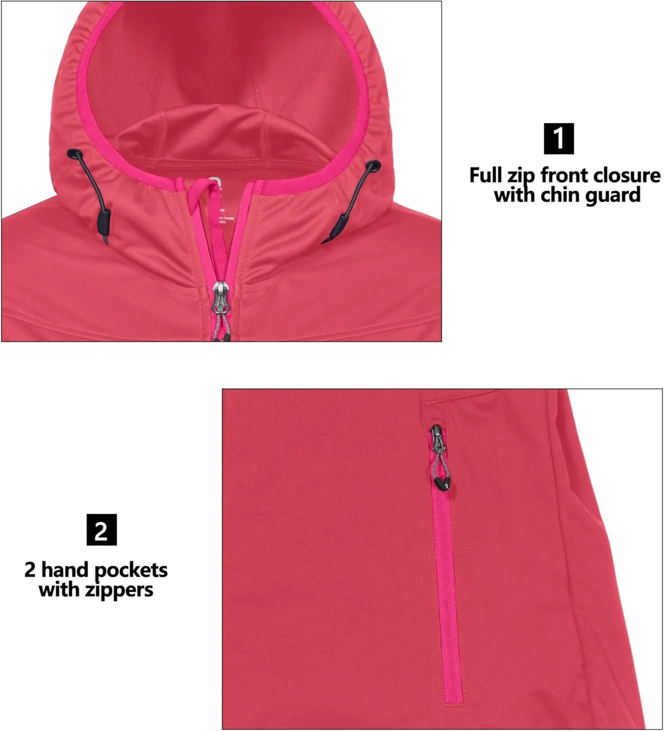 Little Donkey Andy Women's Lightweight Hooded Softshell Jacket for Running Travel Hiking, Windproof, Water Repellent