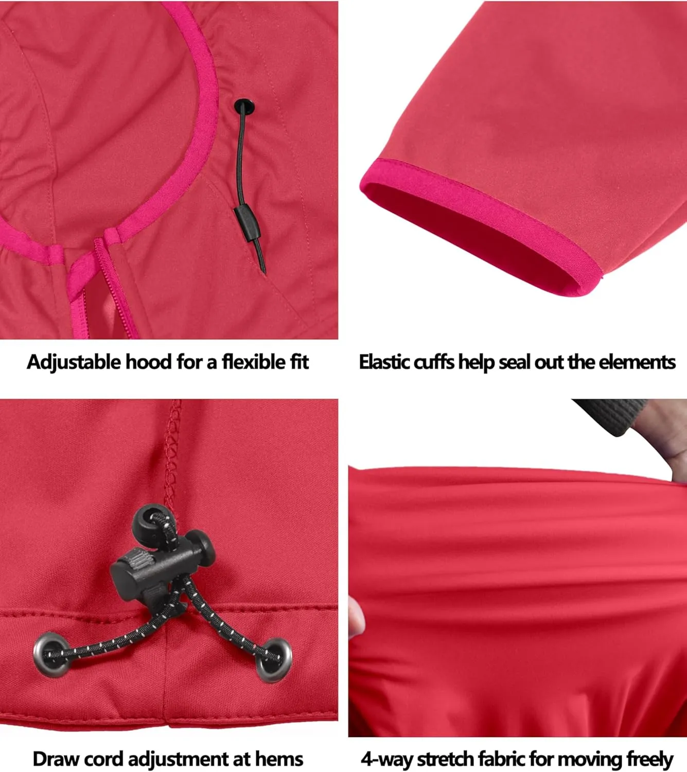 Little Donkey Andy Women's Lightweight Hooded Softshell Jacket for Running Travel Hiking, Windproof, Water Repellent