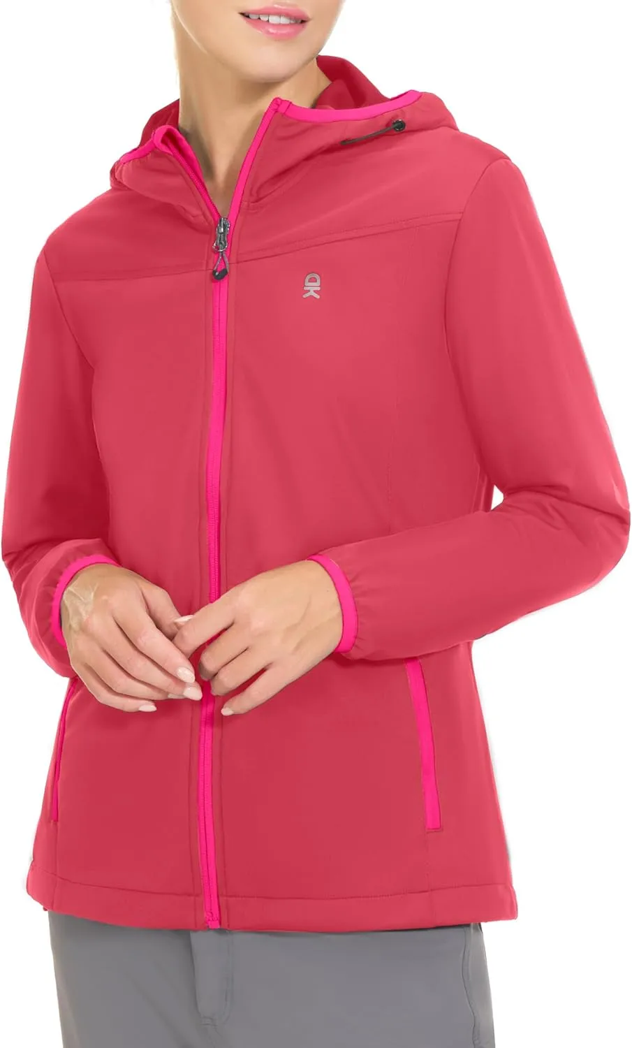 Little Donkey Andy Women's Lightweight Hooded Softshell Jacket for Running Travel Hiking, Windproof, Water Repellent