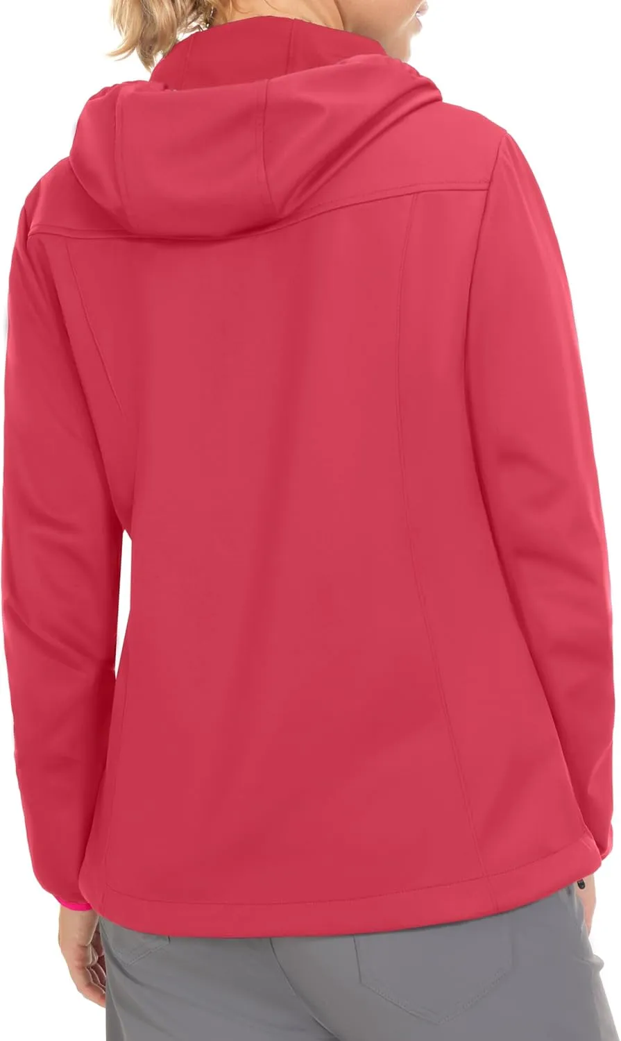 Little Donkey Andy Women's Lightweight Hooded Softshell Jacket for Running Travel Hiking, Windproof, Water Repellent